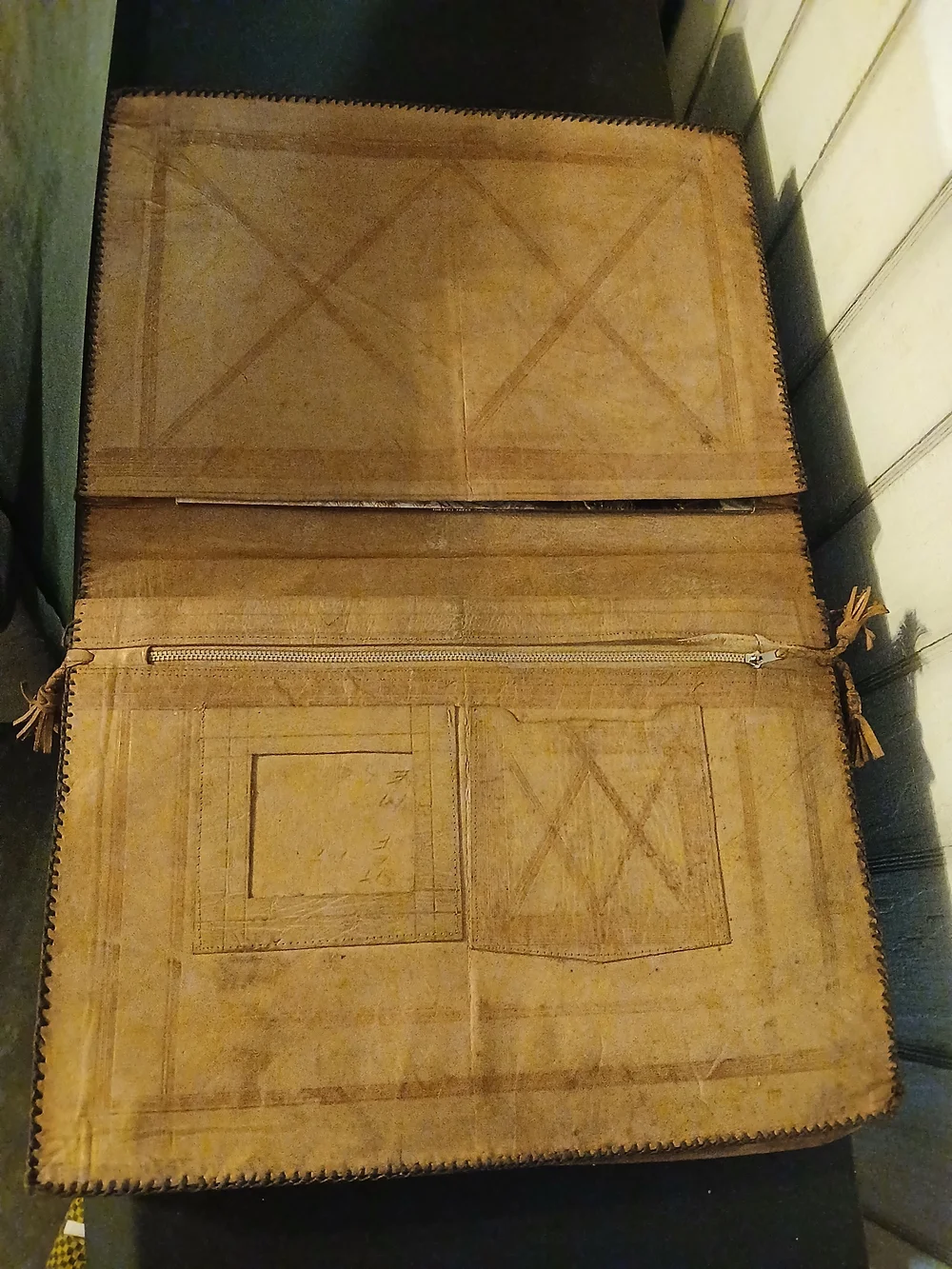 Hand-Tooled Leather Clutch in Warm Tan